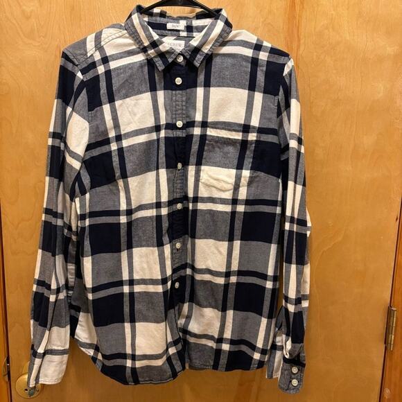 J. Crew Black and White Buffalo Check  Plaid Men's Shirt Size Large - Picture 2 of 7